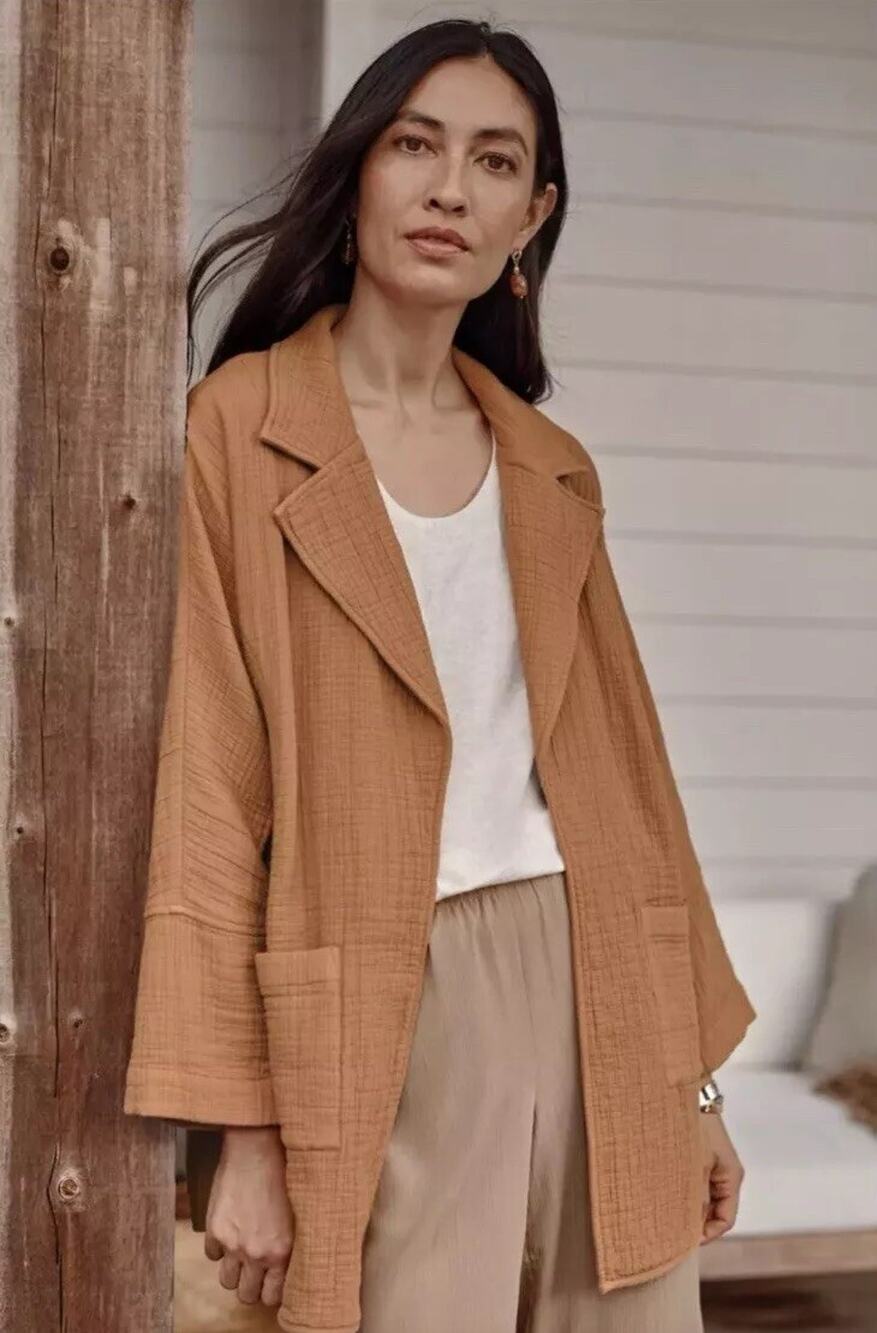J.Jill ~ Petite M~ NEW Gorgeous Pure Jill Relaxed Gauze Blazer ~ EUC